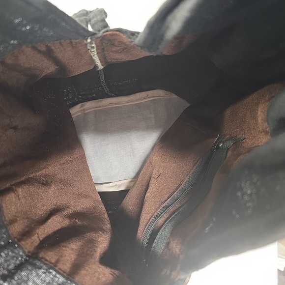 Vintage Retro Black Cotton Embroidered Floral Boho Hobo Sling Bag Wood Button - Picture 5 of 5